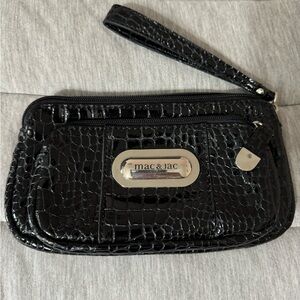 Mac & Jac Black Croc-Pattern Wristlet